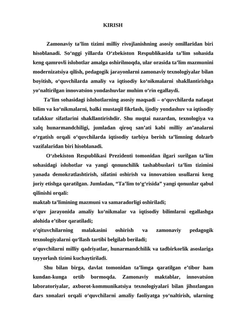 Texnologiya darslarida xalq hunarmandchiligi texnologiyasi (qiroq) 3