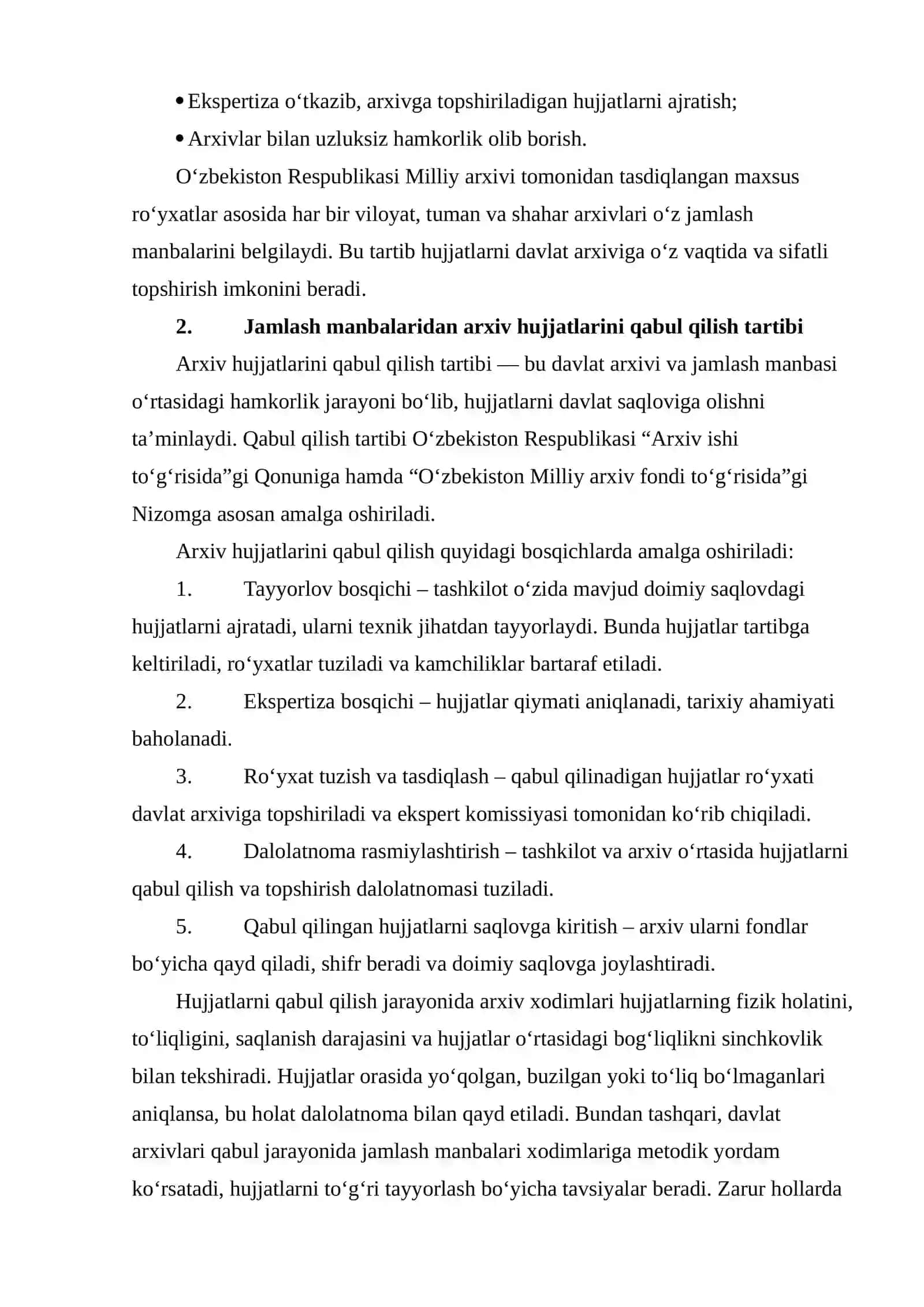 Jamlash manbalardan arxiv hujjatlarini qabul qilish 3