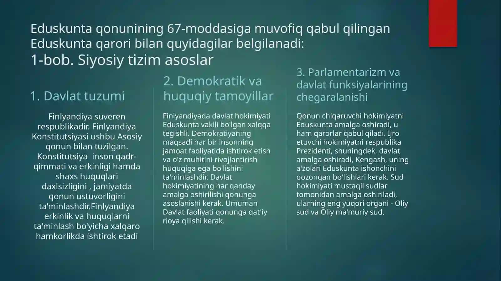 Finlandiya Konstitutsiyasi (Finlandiya Respublikasi) 3
