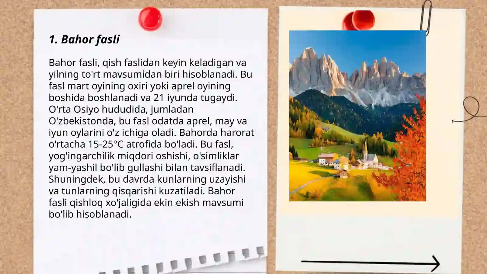 Fasllar almashinuvi 2- sinf uchun 3