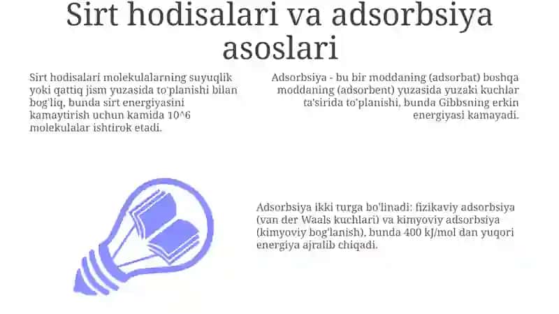 Sirt hodisalari va adsorbsiya asoslari 3