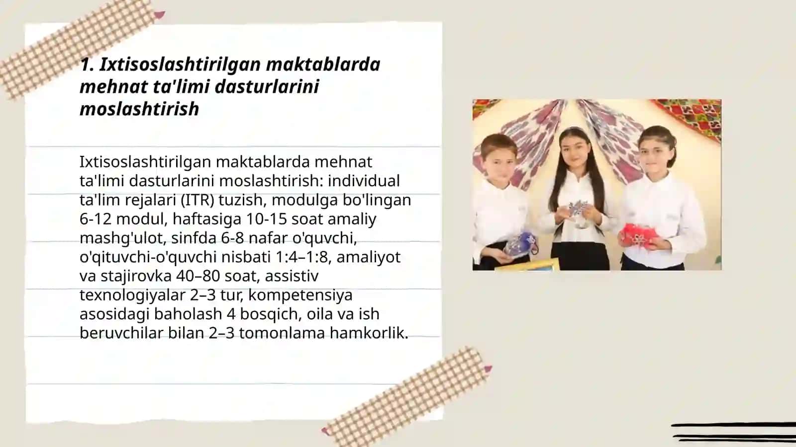 Ixtisoslashtirilgan maktablarda mehnat ta’limi va aqli zaif oʻquvchilarini kasb-hunarga yoʻnaltirish by Abdug'apporova Muxlisa Nuriddin qizi 3