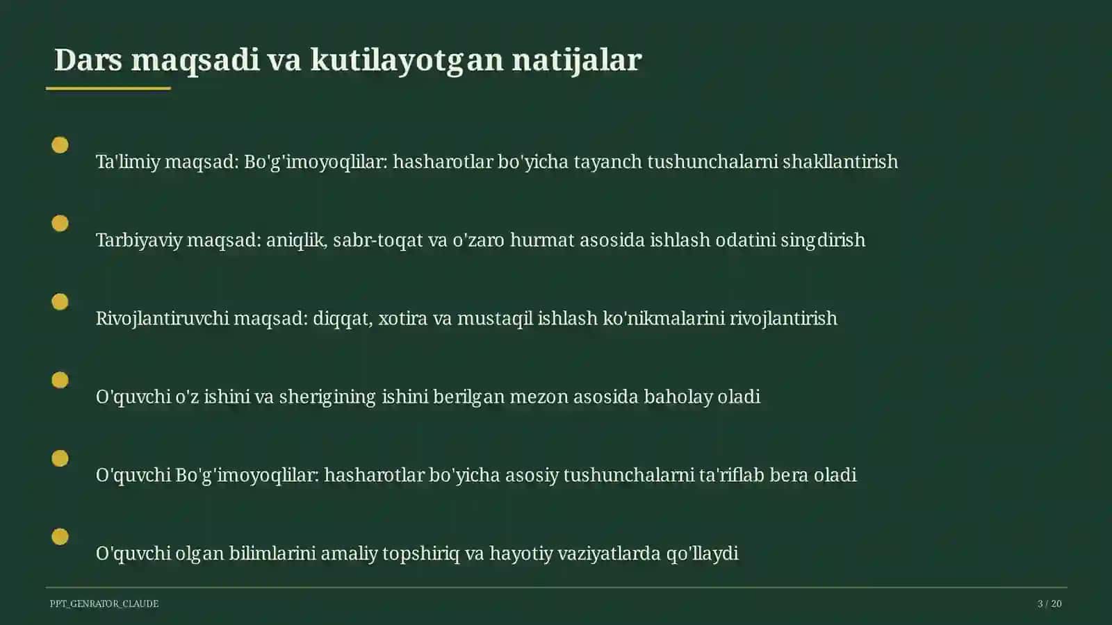 Bo'g'imoyoqlilar: Hasharotlar (7-sinf) 3