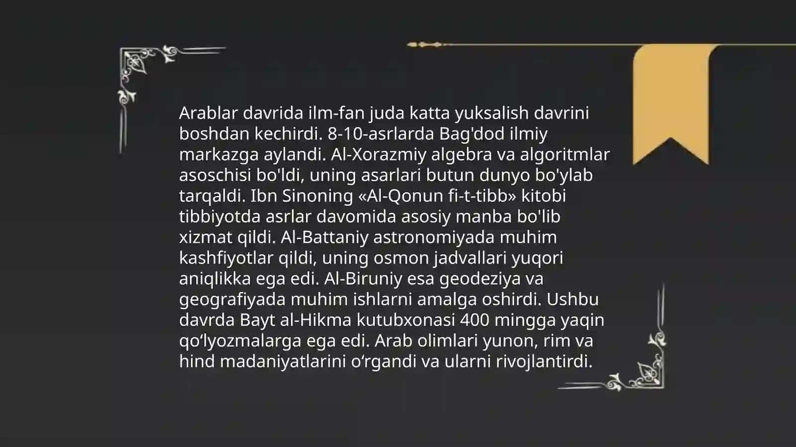 Arablarda ilm fan va madaniyat 3