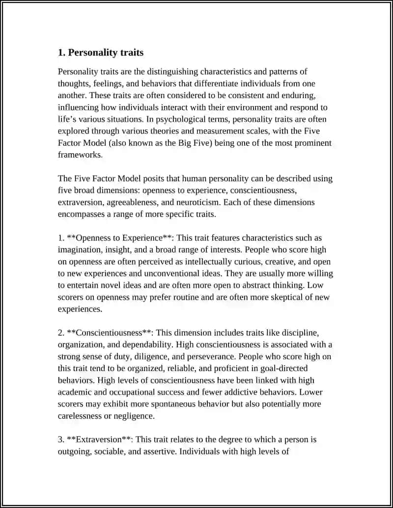 Personality Traits 3