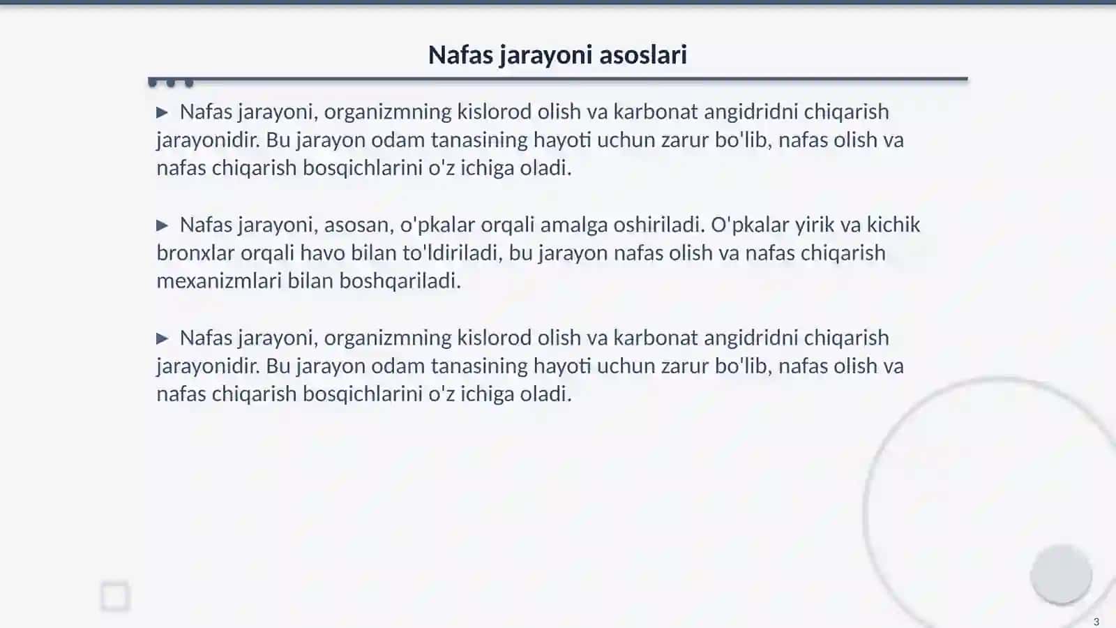 Nafasni idora etilishi 3