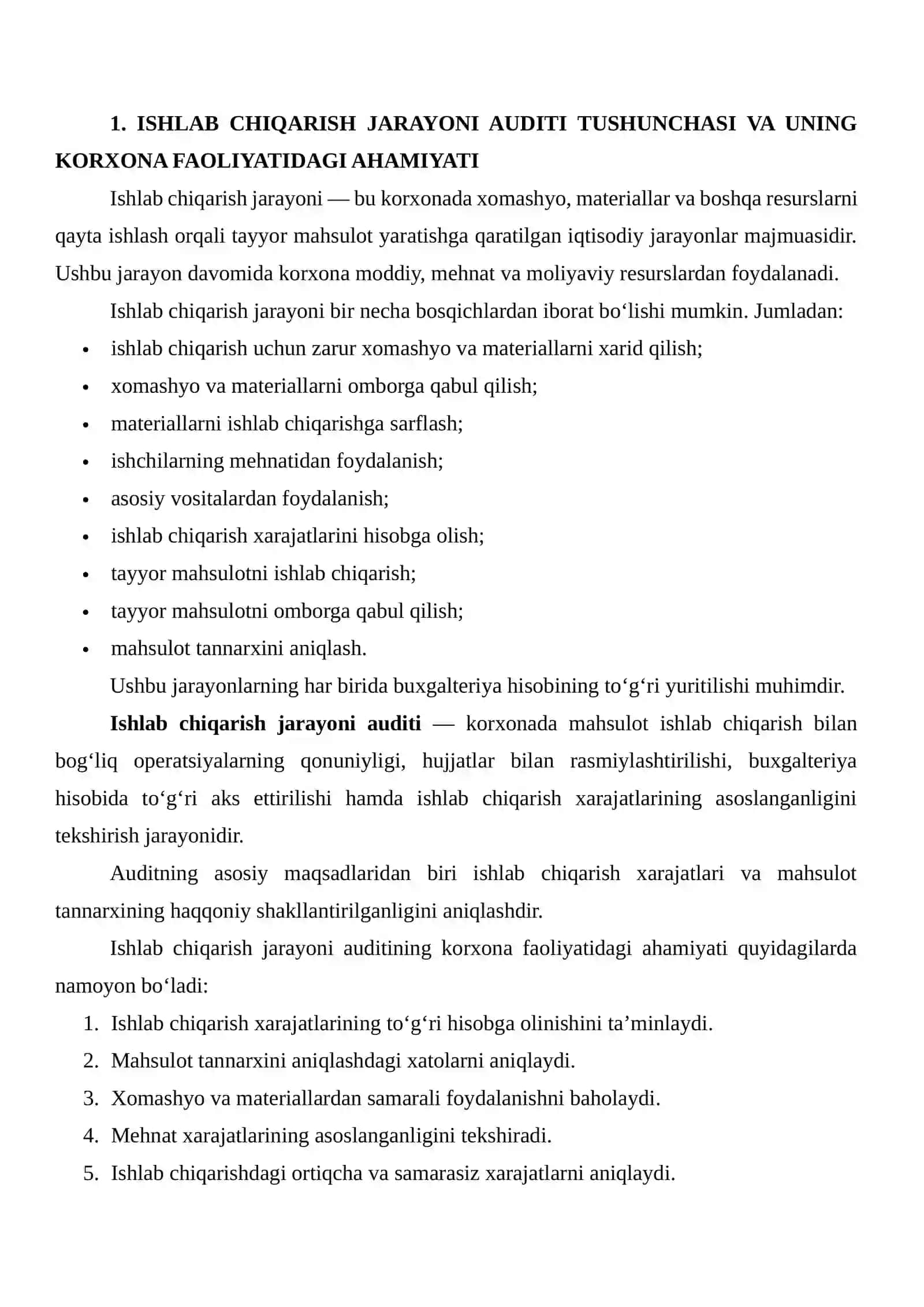 Ishlab chiqarish jarayoni auditini o‘tkazish bosqichlari va auditorlik tekshiruvining asosiy yo‘nalishlari 3
