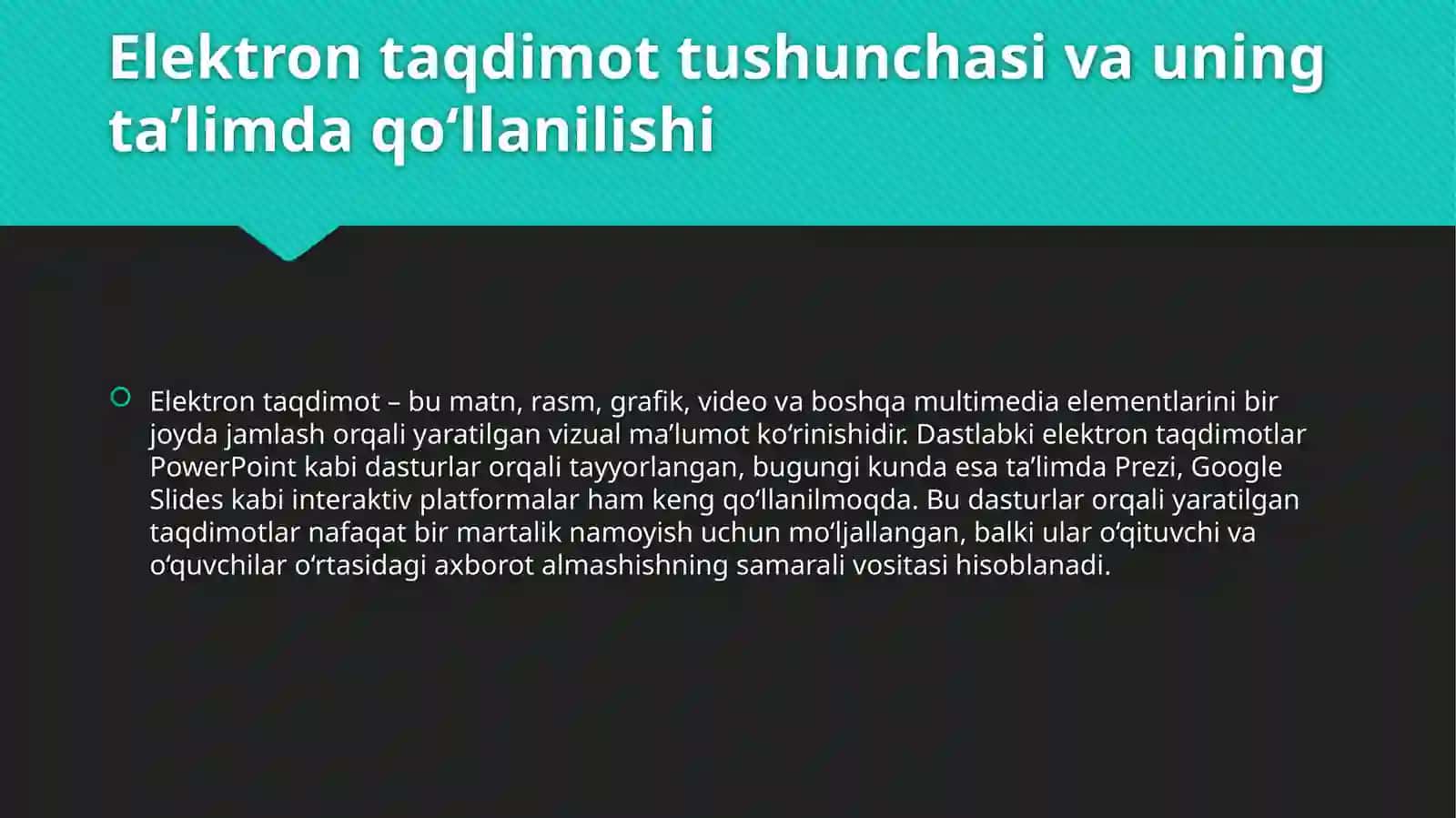 Elektron taqdimotlarning tarix ta’limidagi ahamiyati va rivojlanish yo‘llari 3