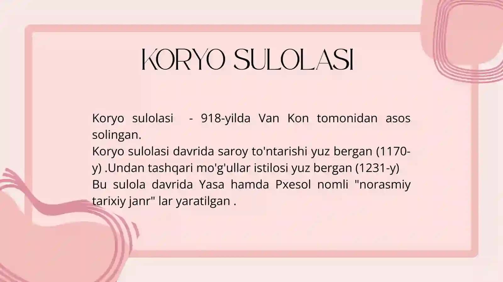 KORYO ADABIYOTI ( 918-1392) 3