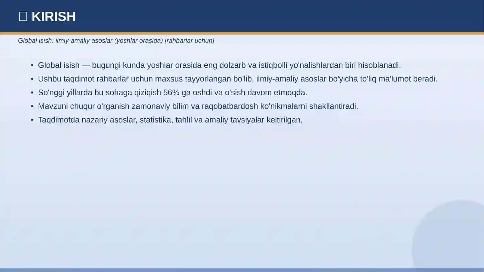 GLOBAL ISISH: Ilmiy-amaliy asoslar (yoshlar orasida) [rahbarlar uchun] 3
