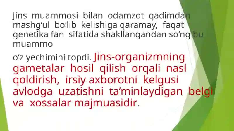 Jins bilan birikkan holda belgilarning  irsiylanishi. 3