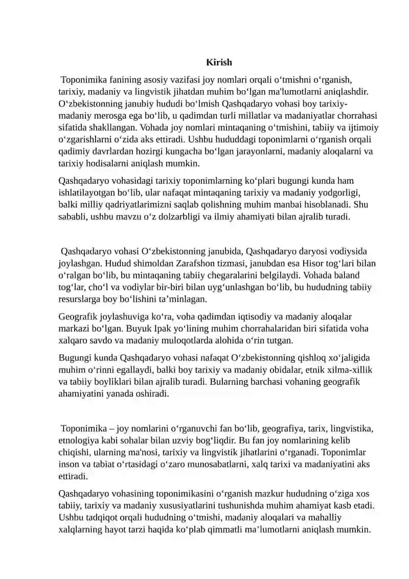 Qashqadaryo vohasi toponimikasi. 3