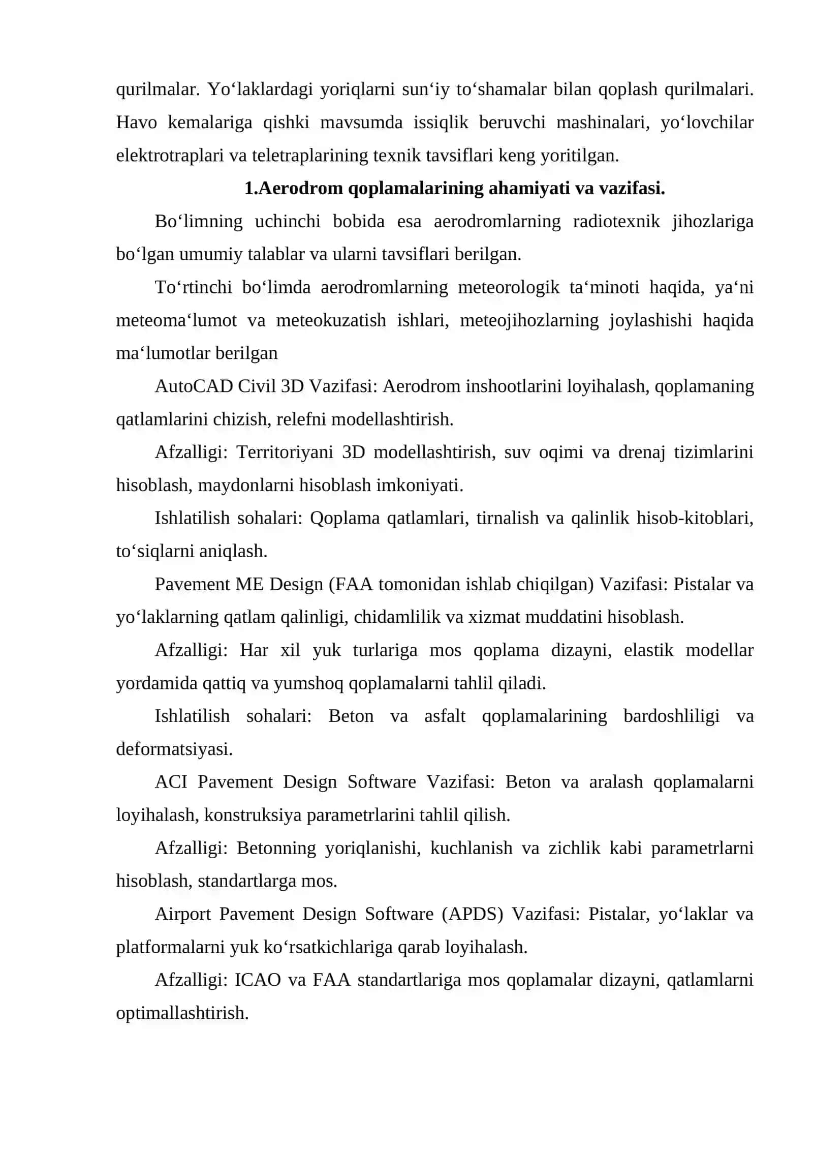 AERODROM QOPLAMALARINI HISOBLASHDA ZAMONAVIY DASTURLAR 3