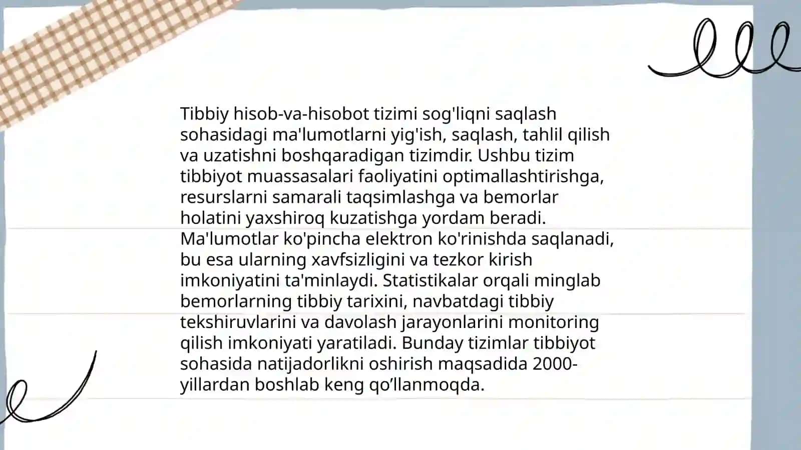 Tibbiy hisob va hisobotning tibbiyot xizmati faoliyatini tashkillashtirishdagi ahamiyati 3