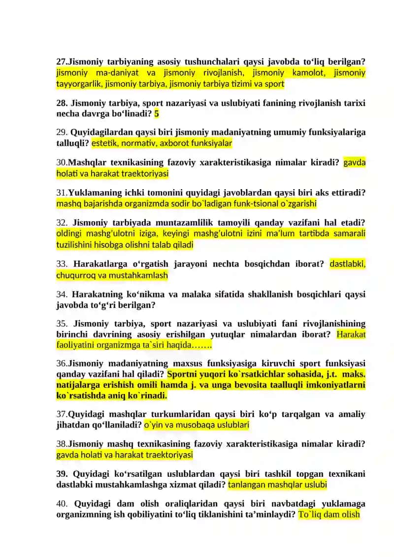 JISMONIY TARBIYA NAZARIYASI VA USLUBIYATI FANIDAN YAKUNIY NAZORAT SAVOLLARI 3