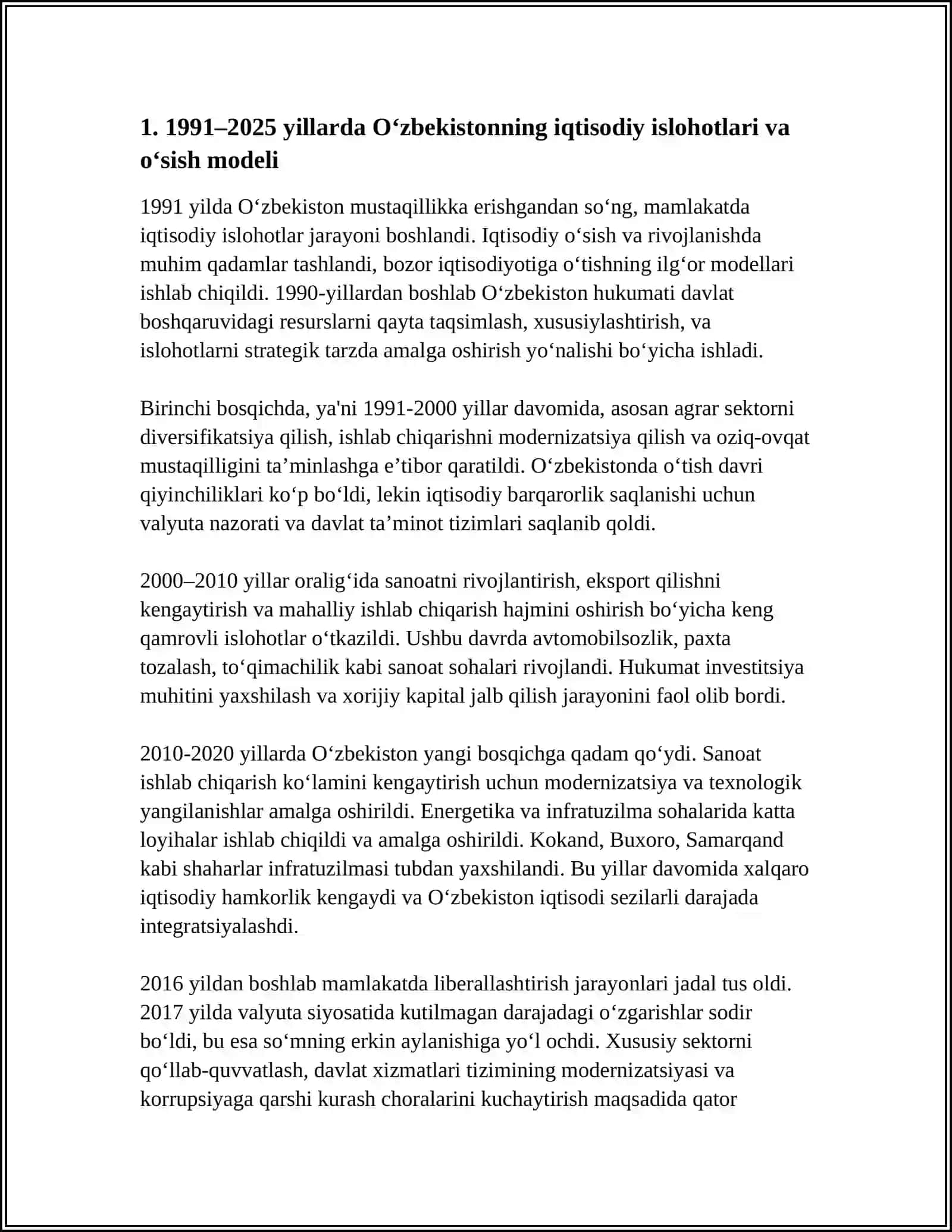 1991-2025 YILLARDA OʻZBEKISTON VA JAHON DAVLATLARI TARAQQIYOTI 3