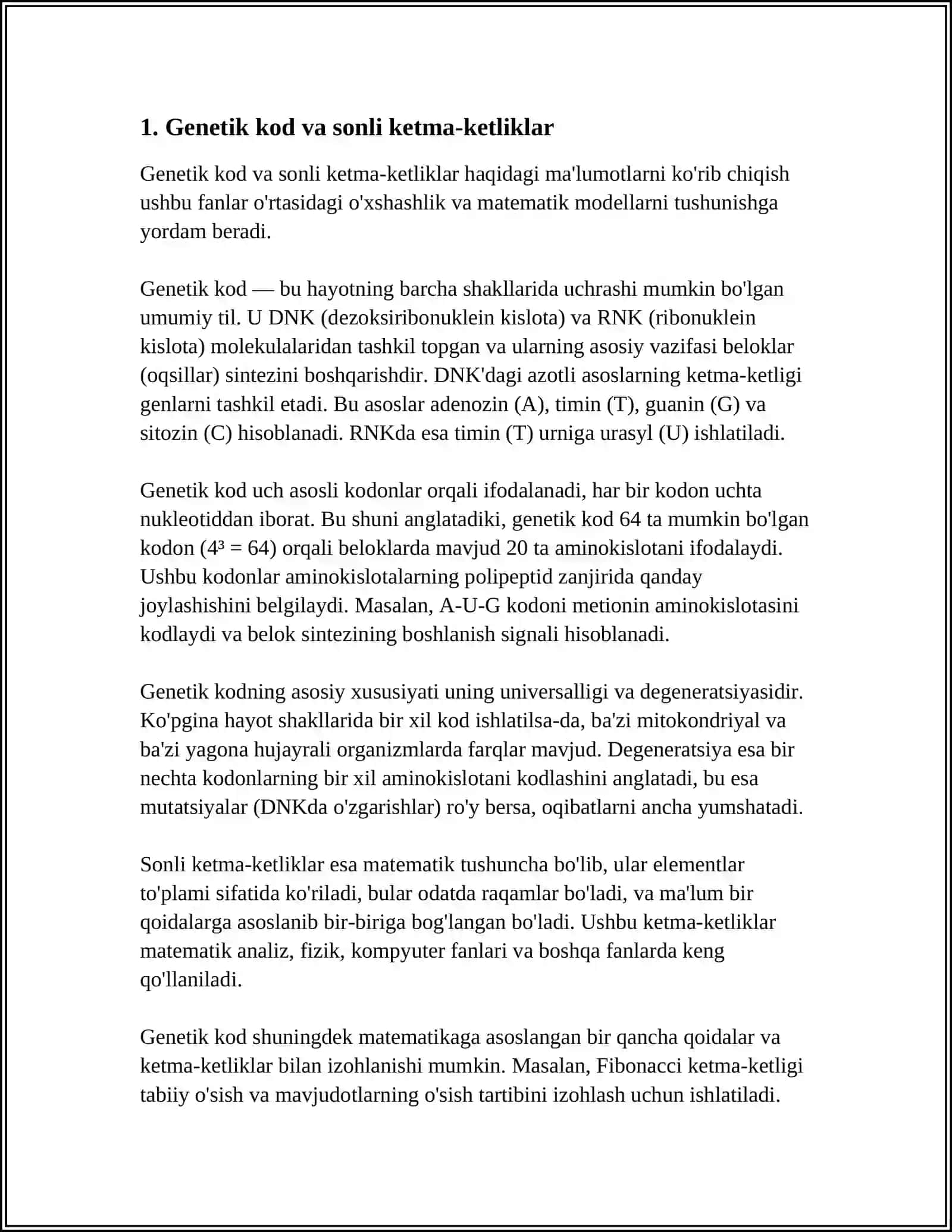 GENETIKADA SONLI KETMA-KETLIKLARNING TATBIQLARI 3