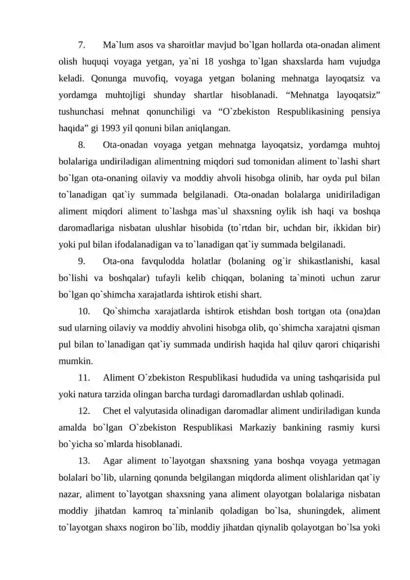 ER-XOTINLAR VA SOBIQ ER-XOTINLARNING ALIMENT MAJBURIYATLARI 3