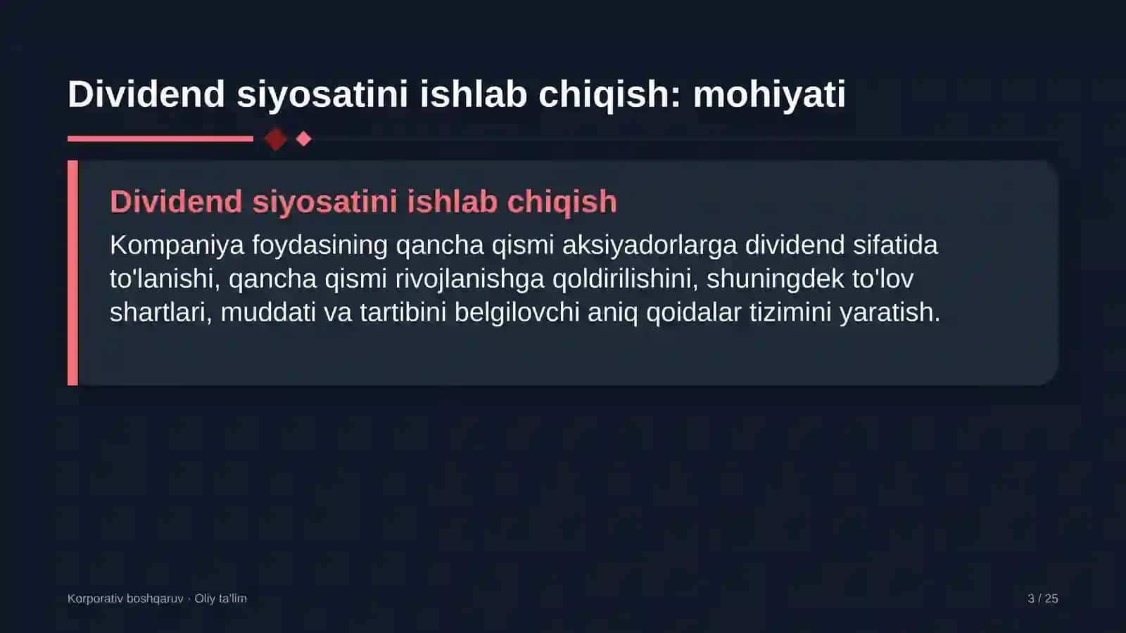 ulgurji bozorlarda dividend siyosatini ishlab chiqish 5609 3