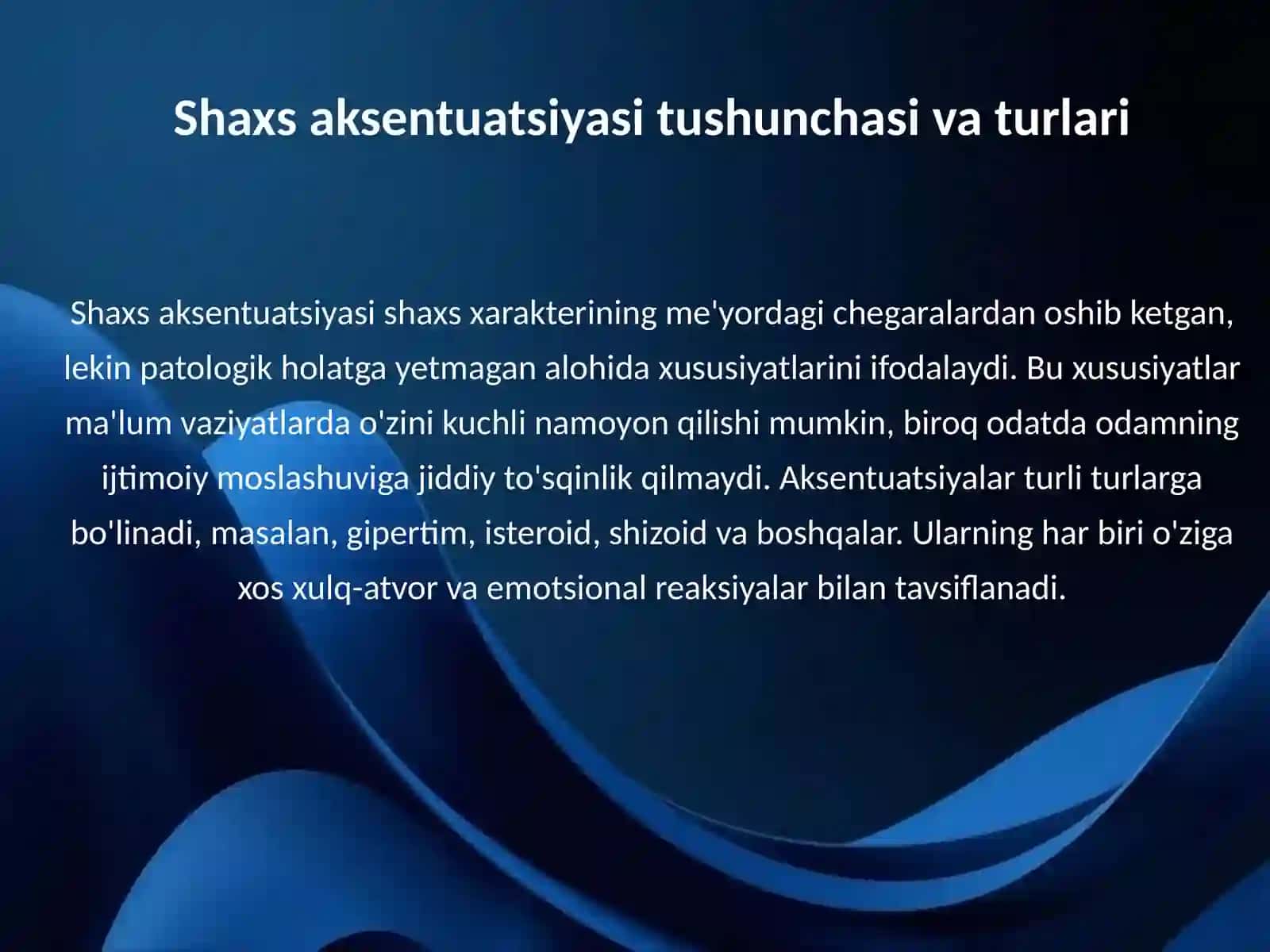 Shaxs aksentuatsiyasi Psixopatiya 3