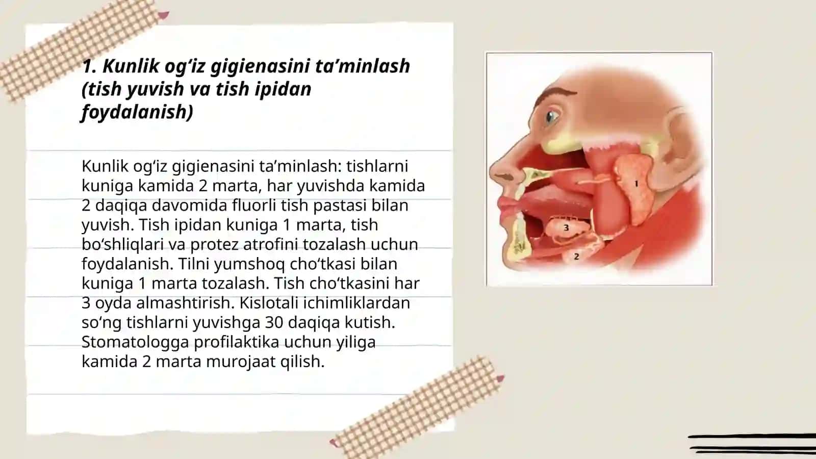 Ogʻiz boʻshligʻi shilliq pardasi kasalliklari profilaktikasi 3