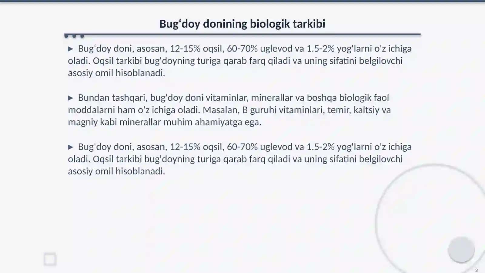 Bugʻdoy donidagi aralashmalar tarkibi va miqdorini aniqlash 3