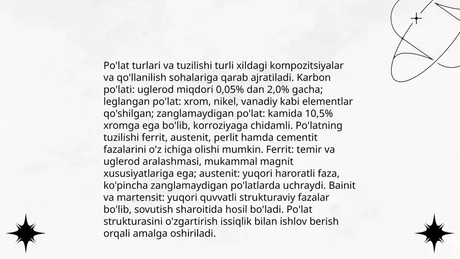 Po'lat turlari va tuzilishi 3