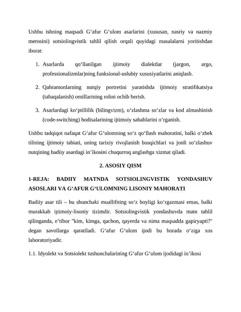 G‘AFUR G‘ULOM ASARLARI TILINING SOTSIOLINGVISTIK TAHLILI 3