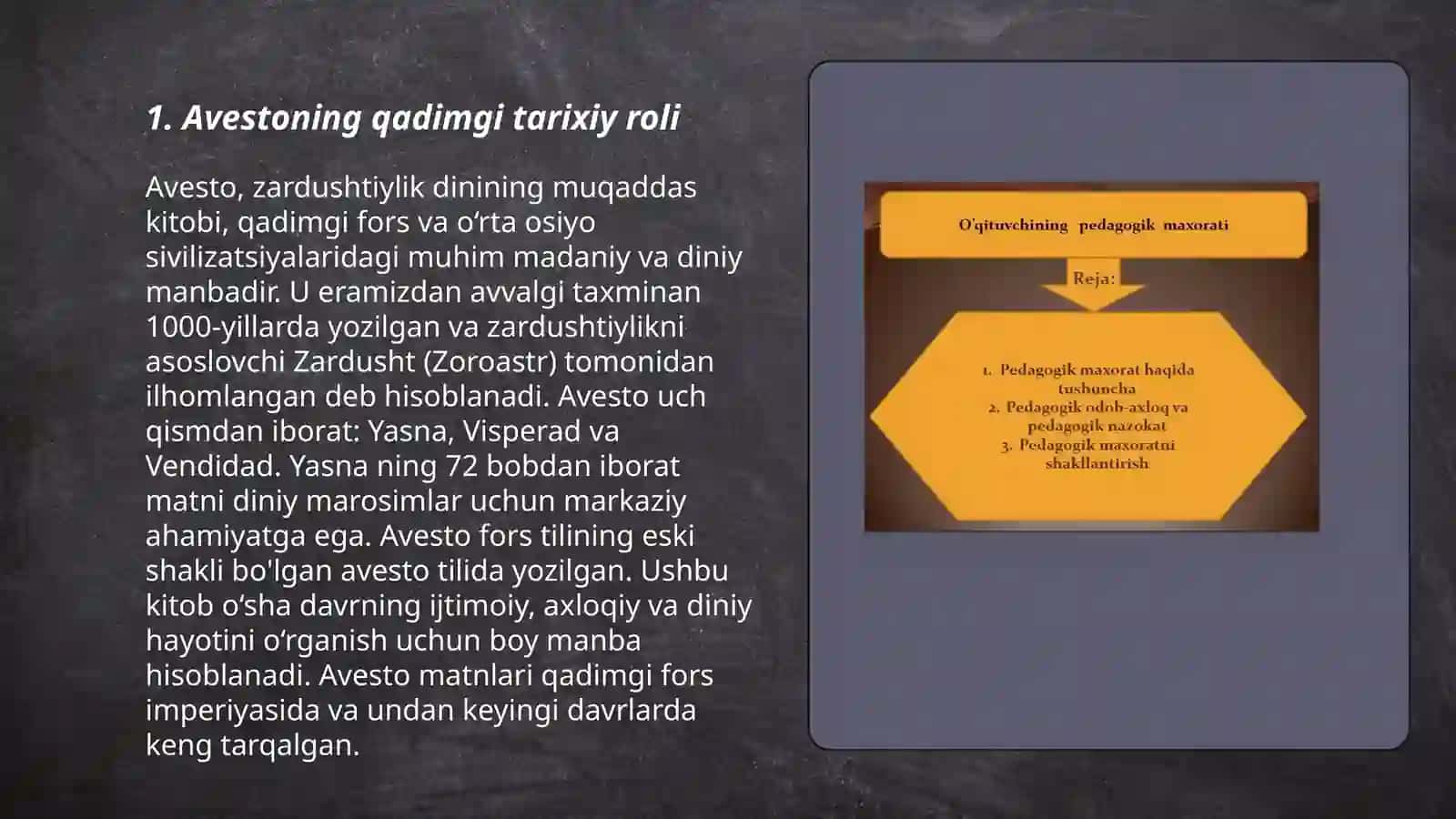 Avestoning qadimiy qòlyozma sifatidagi tarbiyaviy ahamiyati 3