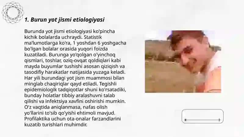 Burun yot jismi etiologiyasi, klinikasi, tashxislash, differensial tashxislash, davolash 3