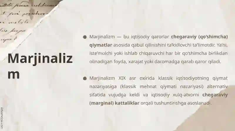 Marjinalizm ta’limoti va neoklassik iqtisodiy maktablar 3
