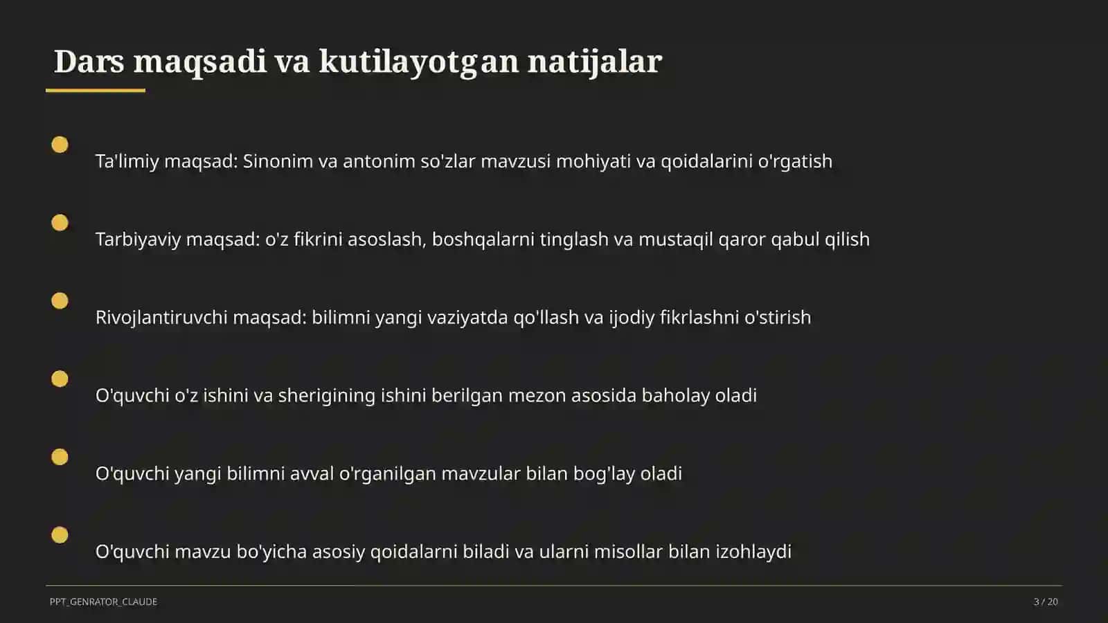 Sinonim va antonim so'zlar (3-sinf) 3