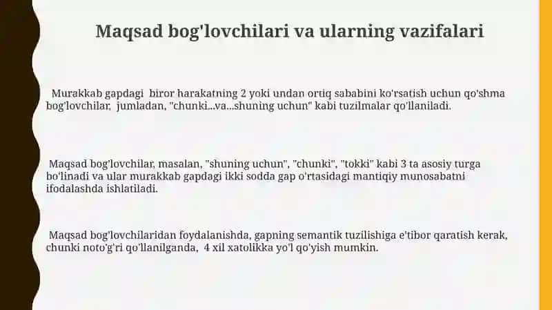 Maqsad bog'lovchilari va ularning qo'llanilishi 3
