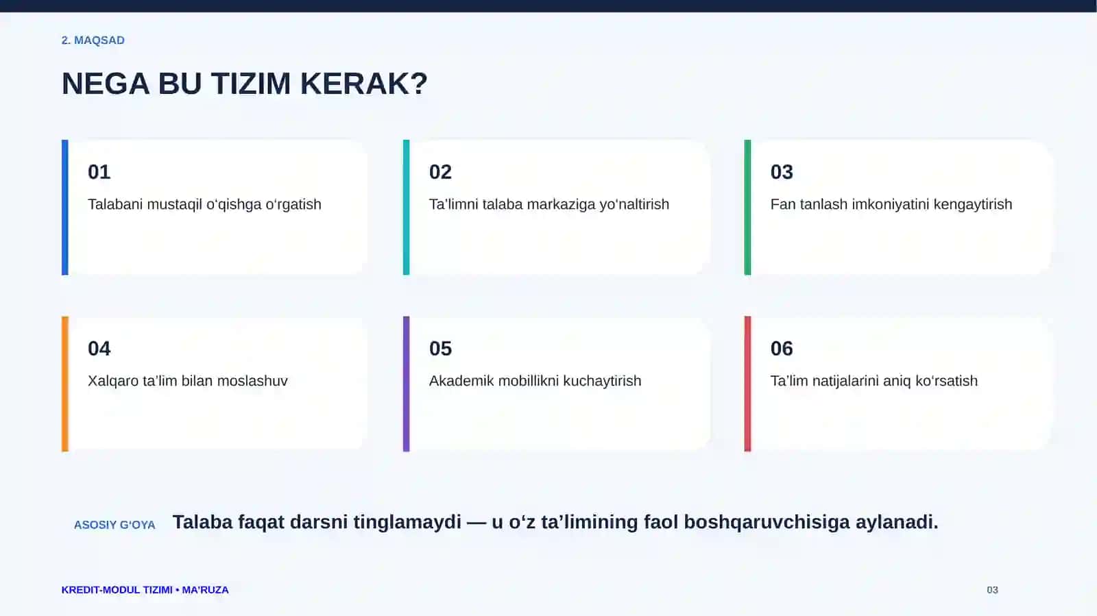 Oliy ta'limda Kredit modul tizimi haqida 30 ta slayt 3