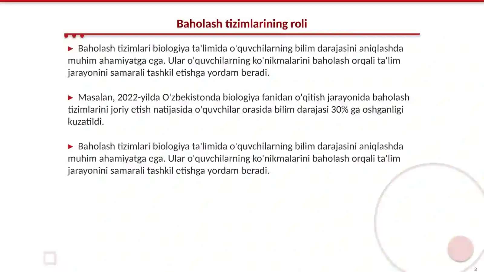 Biologiya oʻqitish metodikasida innovatsion baholash tizimlarini joriy etish 3