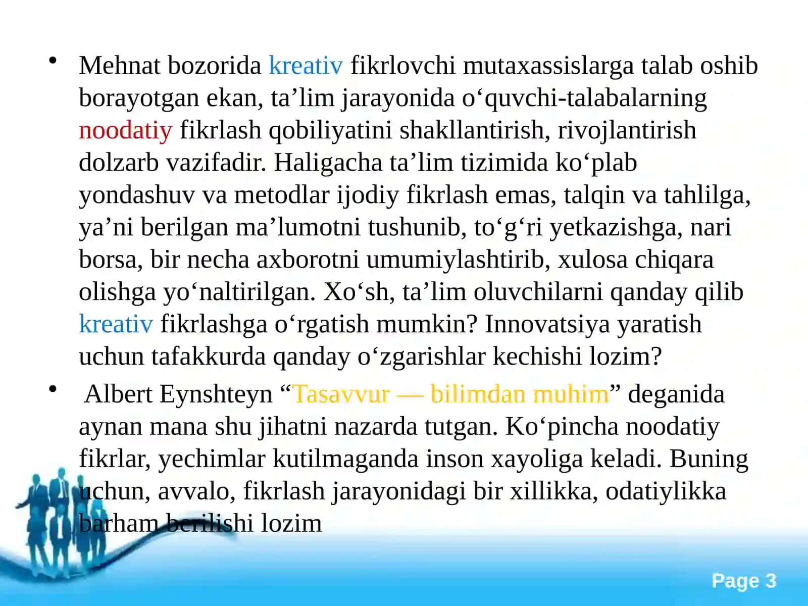 Biznes jarayonlarini tashkil etishda kreativ fikrlashning o'rni 3