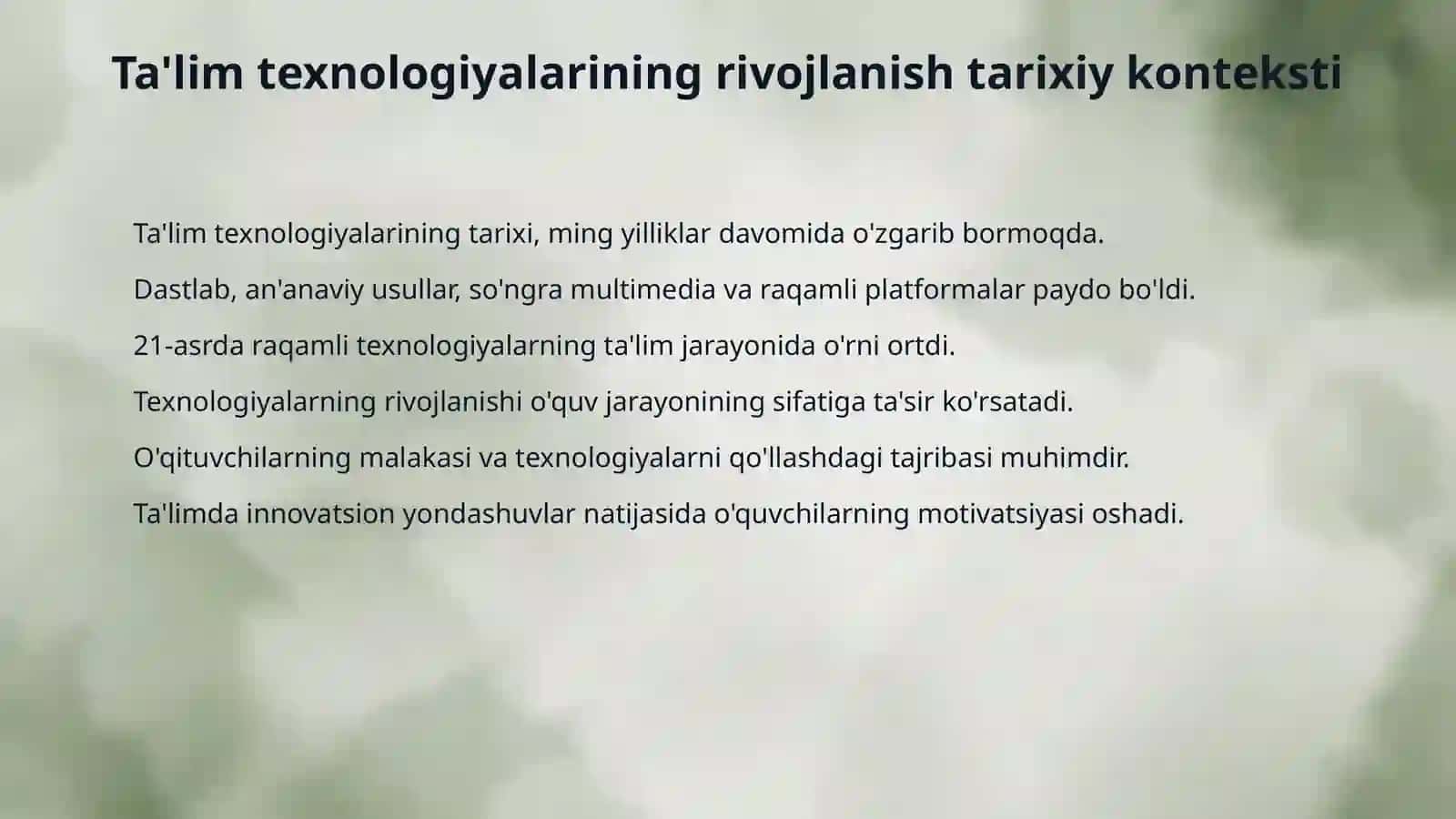 Texnologik yondashuvning mustaqil tarmog’i sifatida ta’lim texnologiyalarining taraqqiy etish mexanizmlarini tahlil qilish 3
