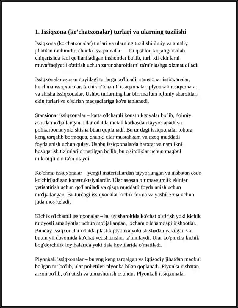Issiqxona (ko'chatxonalar) turlari va ularning tuzilishi 3