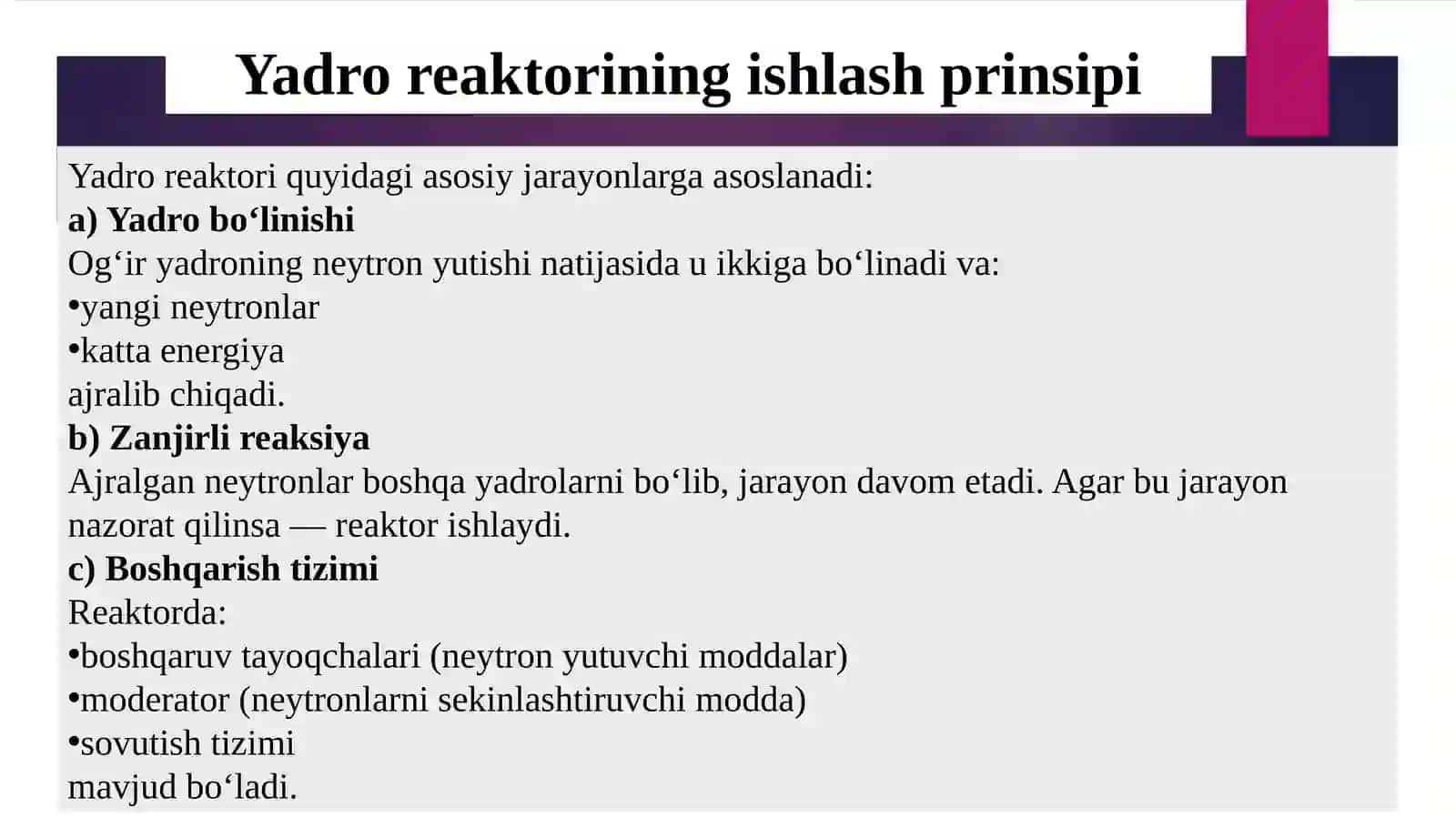 Yadroreaktorlari va ularning qo‘llanilishi 3