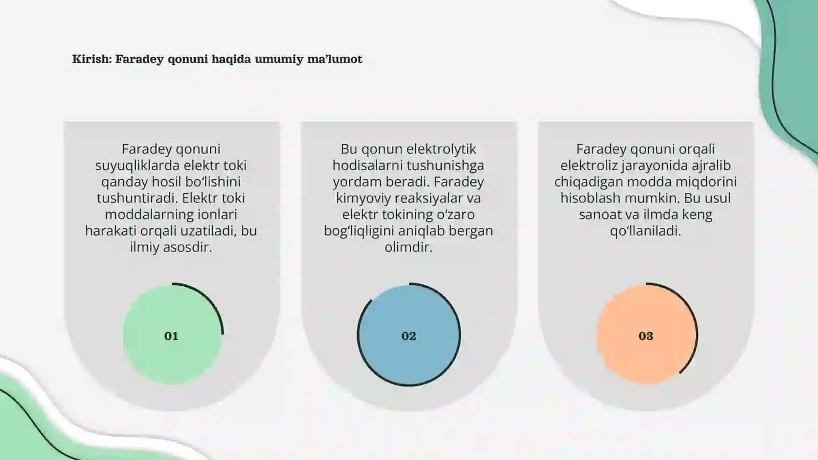 Faradey Qonuni va Suyuqliklarda Elektr Toki 3