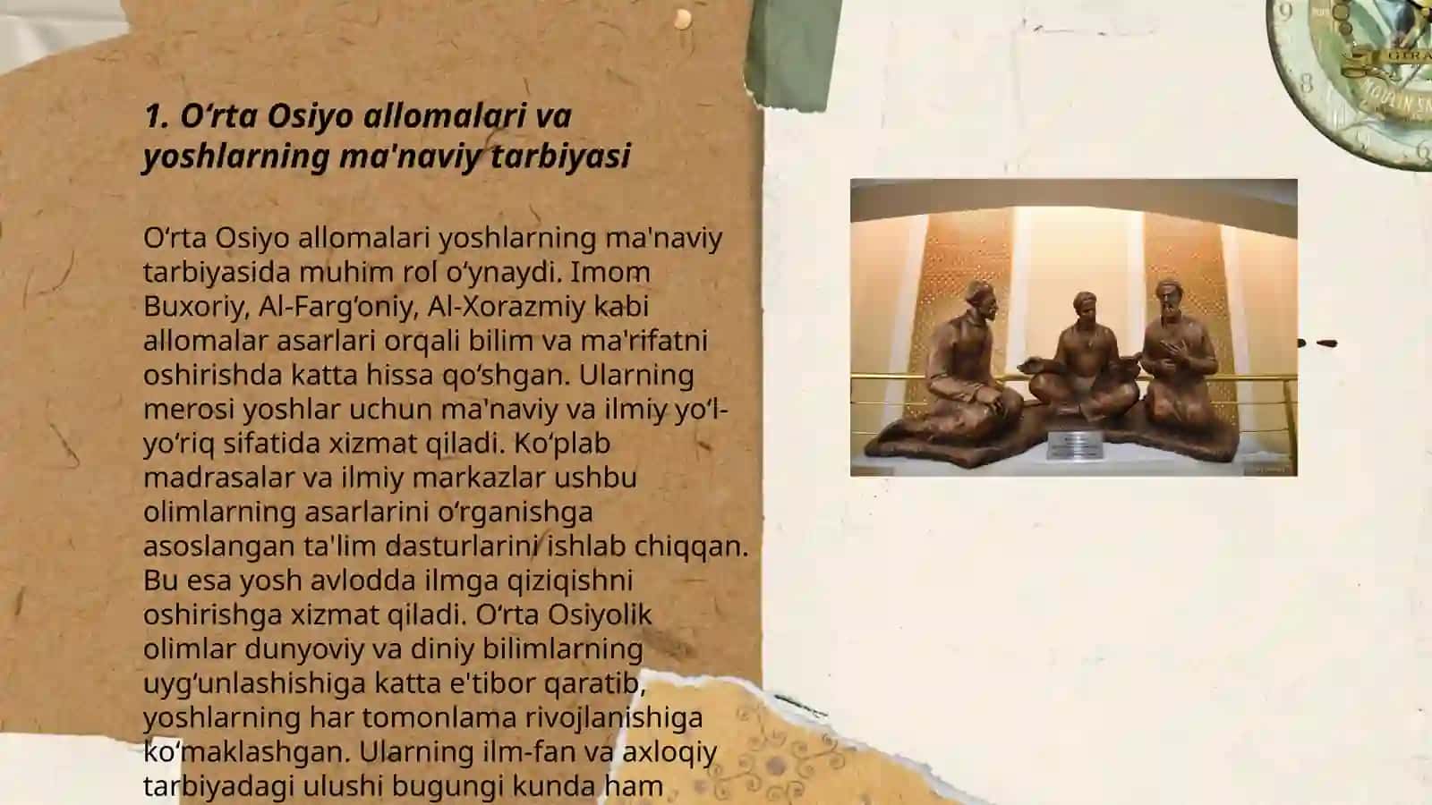 Yuksak ma'naviyatli yoshlarni tarbiyalashda O‘rta Osiyo allomalarining ilmiy merosining o‘rni 3