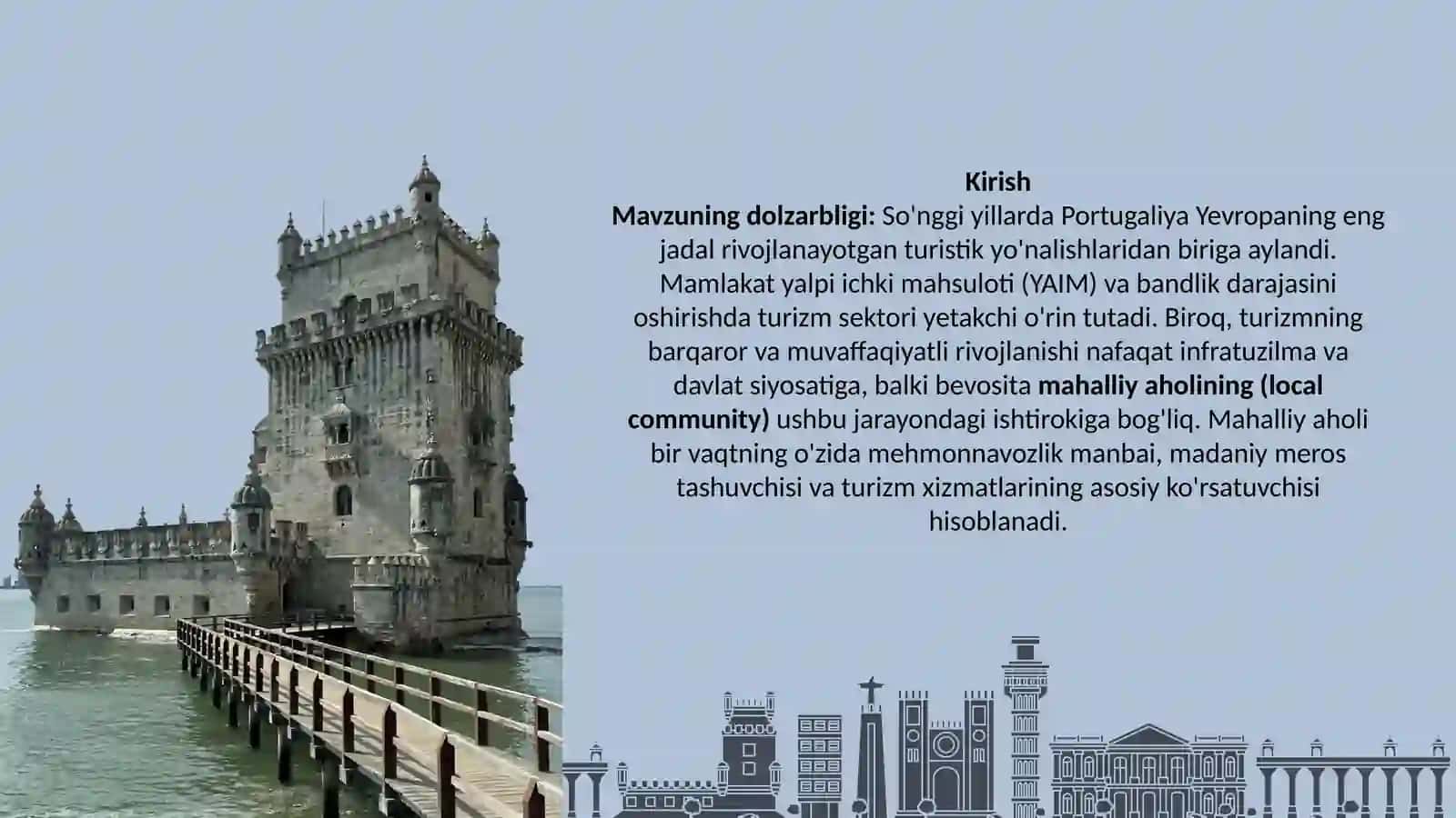 “Portugaliyada turizmning rivojlanishida mahalliy aholining o’rni” 3