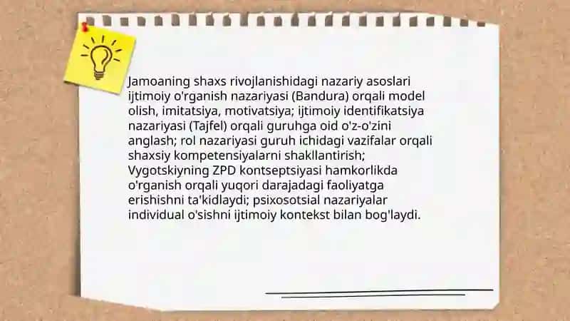 Jamoaning shaxs rivojlanishidagi nazariy asoslari 3