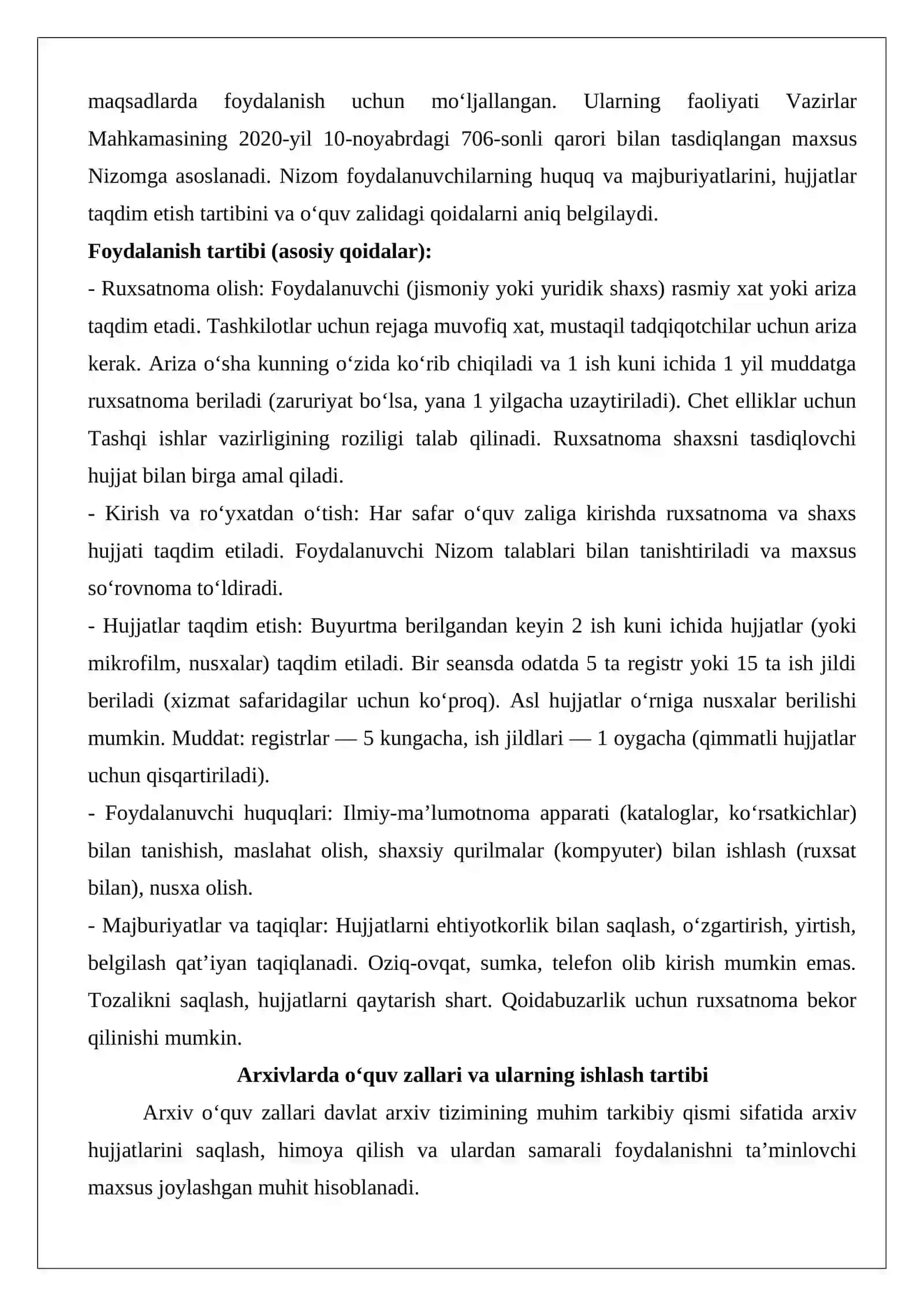 Arxivlarda o‘quv zallari va ularning ishlash tartibi 3