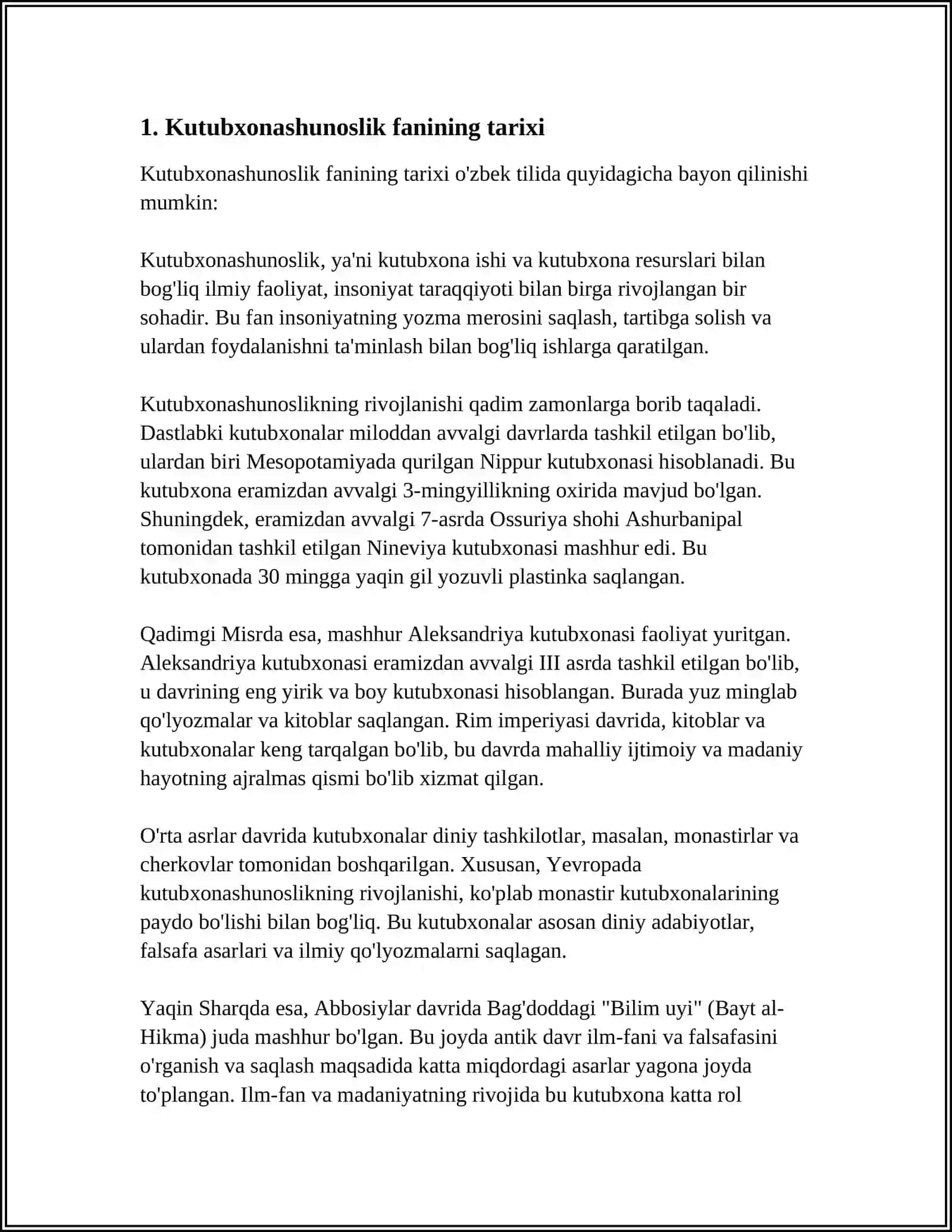 Kutubxonashunoslik Fanining Vazifalari va Tuzulmasi 3