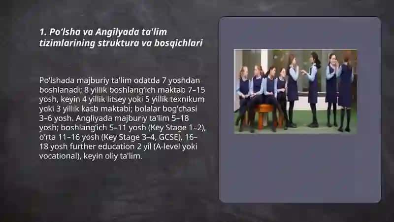 Poʻlsha va Angilya talim tarbiya masalalarining olib borilishi va qiyosiy tahlili 3