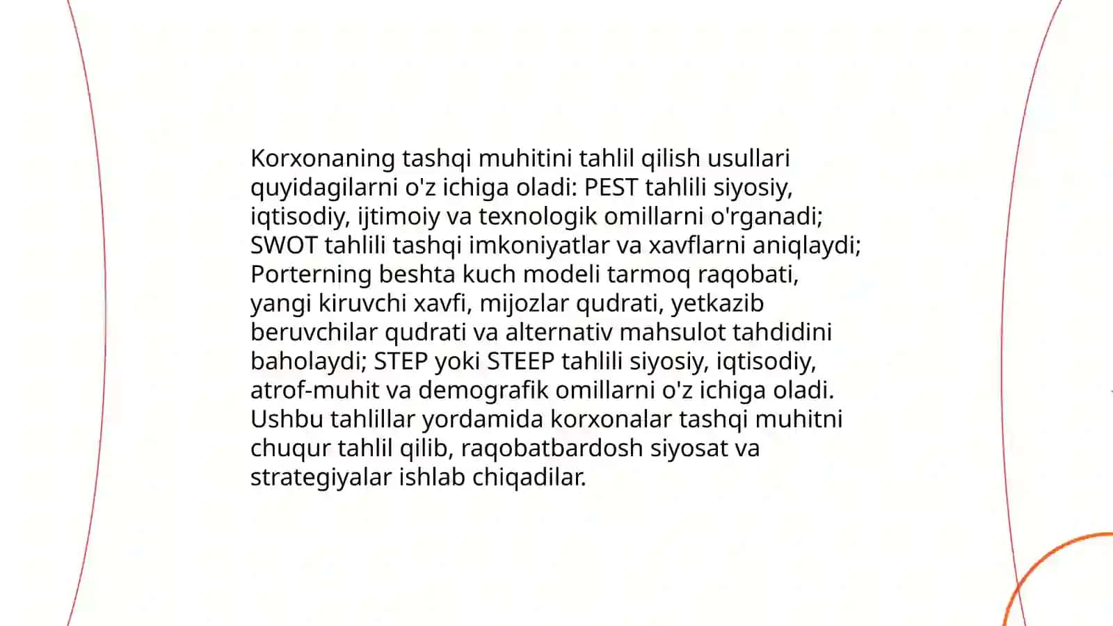 Korxonani tashqi muhlioni tahlil qilish 3