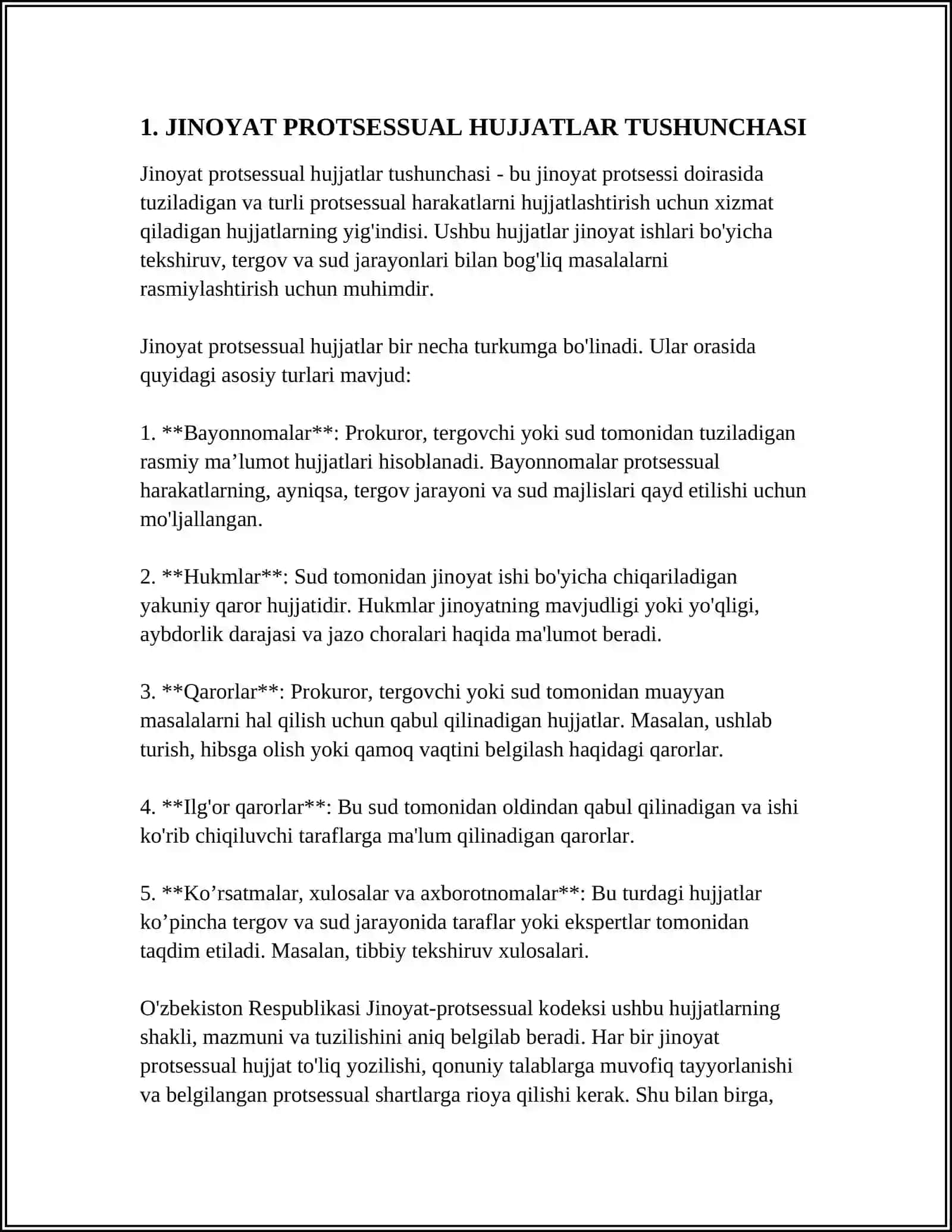 JINOYAT PROTSETSUAL HUJJATLAR VA ULARNING TIL XUSUSIYATLARI 3