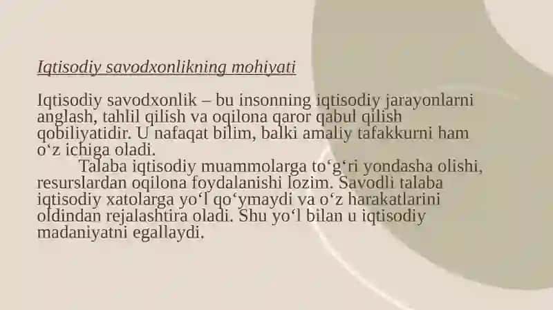 Talabalarda iqtisodiy savodxonlikni rivojlantirish 3