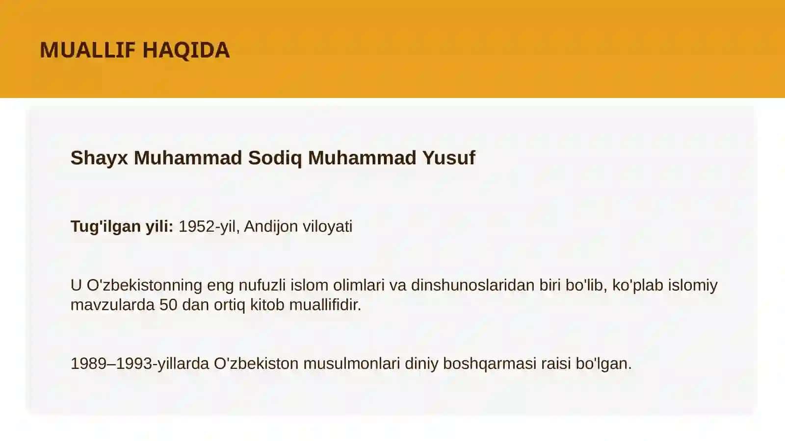 Shayx Muhammad Sodiq Muhammad Yusuf " Baxtiyor Oila "- kitobi tahlili 3